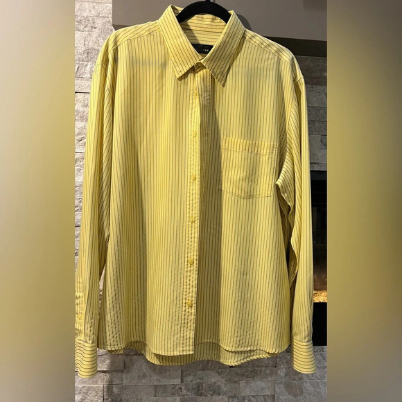 Bugatchi Uomo XL Yellow and Blue Striped long sleeve shirt. - Picture 1 of 9